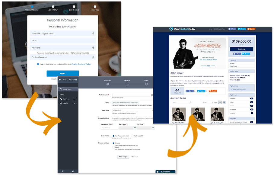 Creating an online auction for your charity is easy with our simple tools